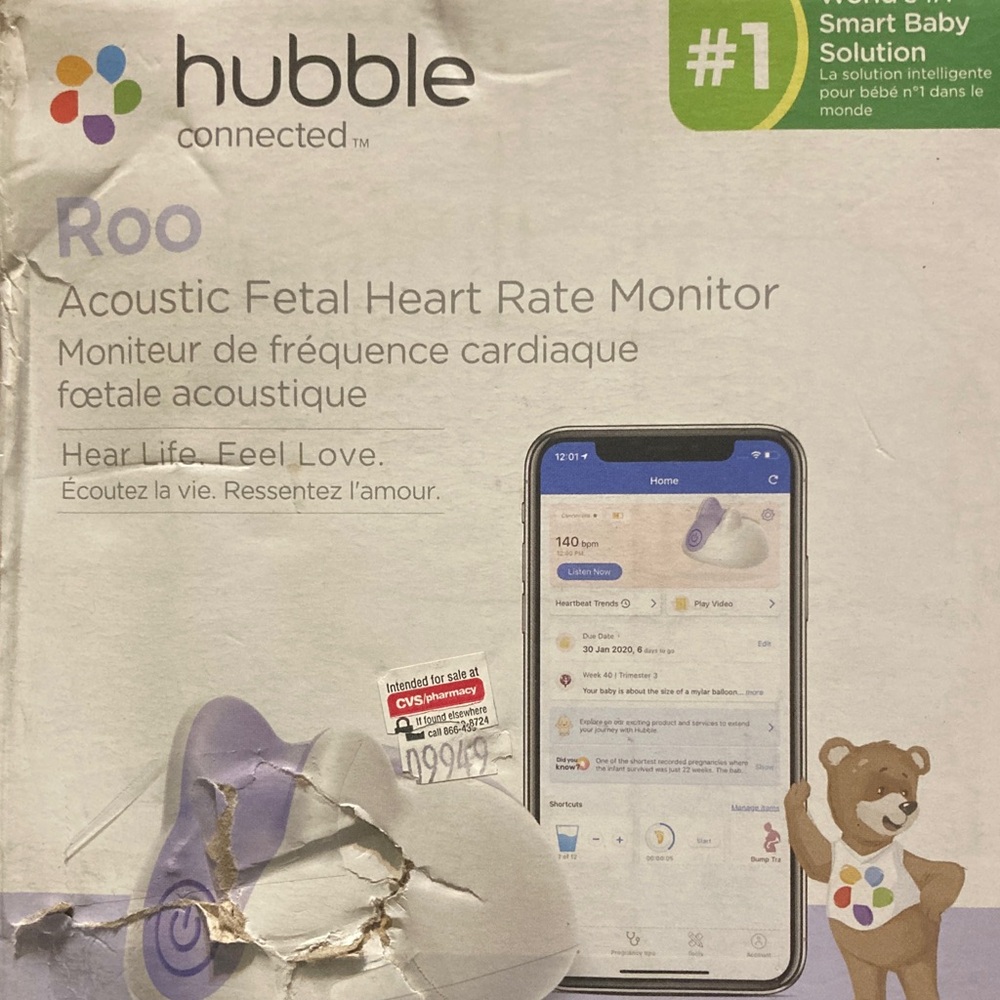 HUBBLE connected apparel Roo Acoustic Fetal Heart Rate Monitor - White
